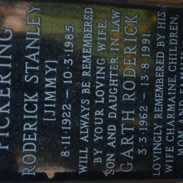PICKERING Roderick Stanley 1922-1985 :: PICKERING Garth Roderick 1962-1991