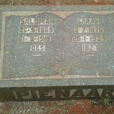 PIENAAR Saloman 1869-1919 &amp; Sarah 1876-1939