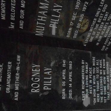 PILLAY M. Neelamugam 1907-1976 &amp; Muthamall 1907-1972 :: PILLAY Gobal 1939-1991 &amp; Rogney 1941-1983