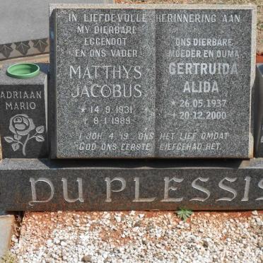 PLESSIS Matthys Jacobus, du 1931-1989 &amp; Gertruida Alida 1937-2000