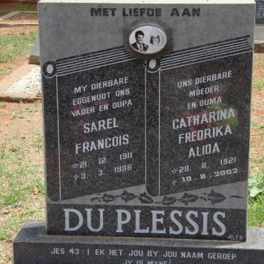 PLESSIS Sarel Francois, du 1911-1986 &amp; Catharina Fredrika Alida 1921-2002