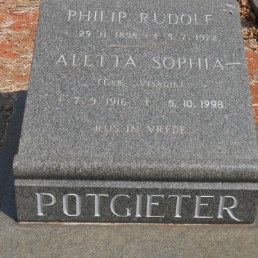 POTGIETER Philip Rudolf 1898-1972 &amp; Aletta Sophia VISAGIE 1916-1998