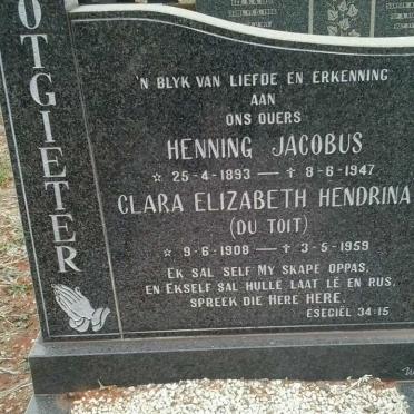 POTGIETER Henning Jacobus 1893-1947 &amp; Clara Elizabeth Hendrina DU TOIT 1908-1959