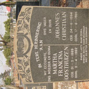 PRETORIUS Johannes Christiaan 1884-1965 &amp; Martha Francina OOSTHUIZEN 1889-1962