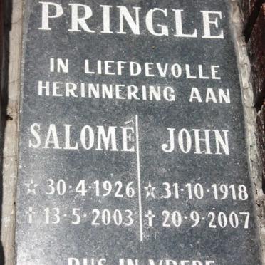 PRINGLE John 1918-2007 &amp; Salome 1926-2003