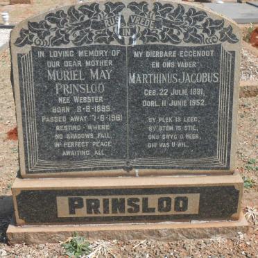 PRINSLOO Marthinus Jacobus 1891-1952 &amp; Muriel May nee WEBSTER 1899-1961