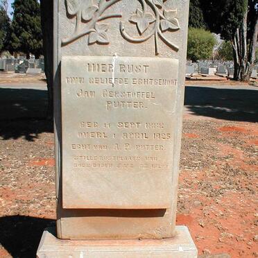 PUTTER Jan Cerstoffel 1888-1925