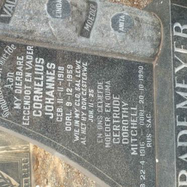 RADEMEYER Cornelius Johannes 1918-1959 &amp; MITCHELL Gertrude Dorothy 1916-1990