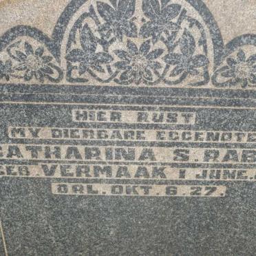 RABIE Catharina S. nee VERMAAK 1882-1927