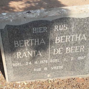 RANTA Bertha -1976 :: DE BEER Bertha -1967