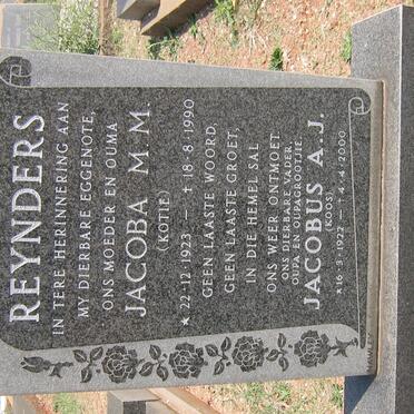 REYNDERS Jacobus A.J. 1922-2000 &amp; Jacoba M.M. 1923-1990