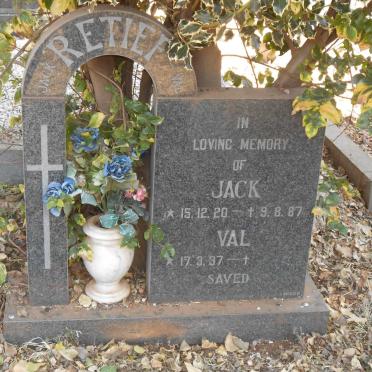 RETIEF Jack 1920-1987 &amp; Val 1937-