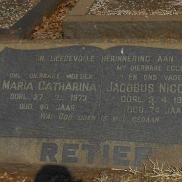 RETIEF Jacobus Nicolaas -1965 &amp; Maria Catharina -1973