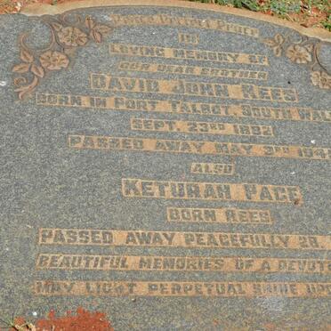 REES David John 1882-1945 :: PAGE Howard -1962 &amp; Keturan REES -1958