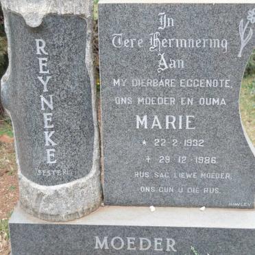REYNEKE Marie nee BESTER 1932-1986