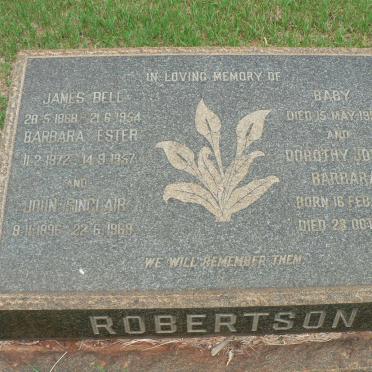 ROBERTSON James Bell 1868-1954 &amp; Barbara Ester 1872-1957