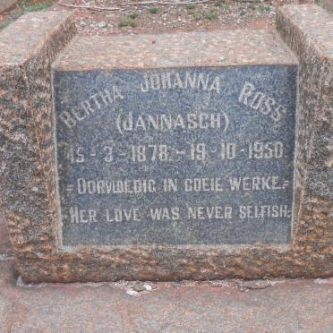 ROSS Bertha Johanna nee JANNASCH 1878-1950