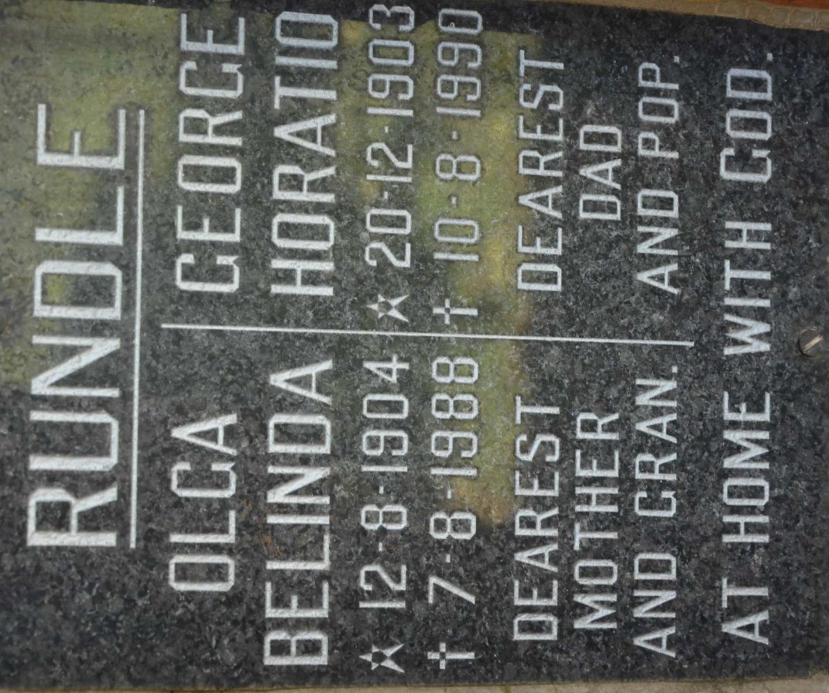 RUNDLE George Horatio 1903-1990 &amp; Olga Belinda 1904-1988