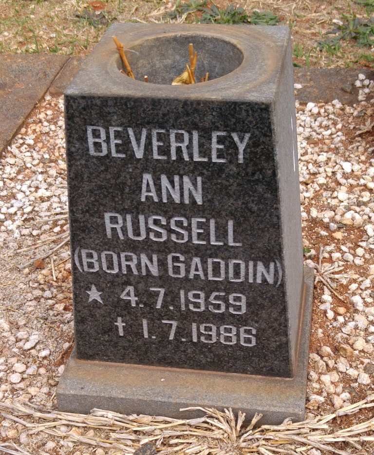 RUSSELL Beverley Ann nee GADDIN 1959-1986