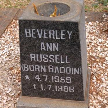 RUSSELL Beverley Ann nee GADDIN 1959-1986