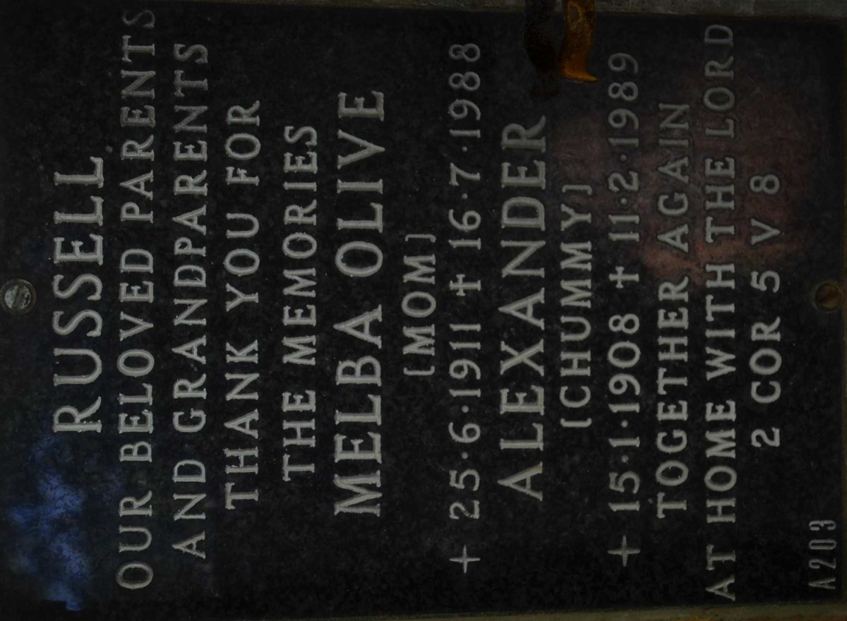 RUSSELL Alexander 1908-1989 &amp; Melba Olive 1911-1988