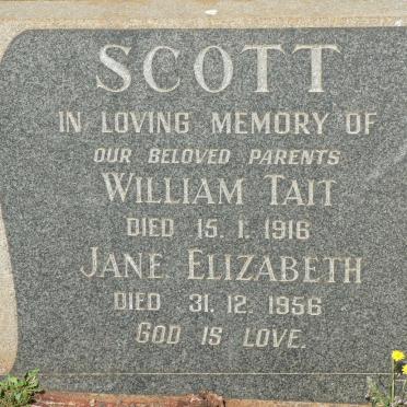 SCOTT William Tait -1916 &amp; Jane Elizabeth -1956