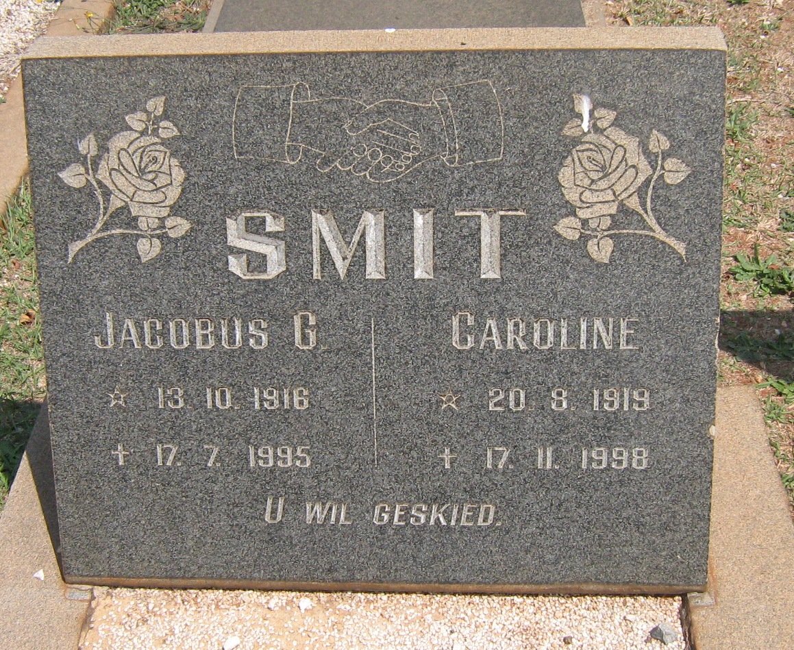 SMIT Jacobus G. 1916-1995 &amp; Caroline 1919-1998