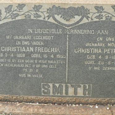 SMITH Christiaan Frederik 1888-1953 &amp; Christina Petronella 1882-1967