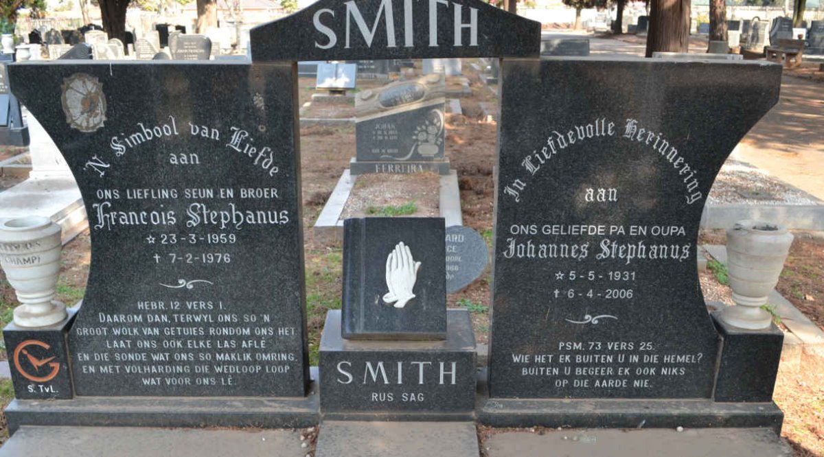 SMITH Johannes Stephanus 1931-2006 & Martha Cornelia 1932-1992 ::SMITH Francois Stephanus 1959-1976 :: SMITH Cornelia Maria 1955-1981