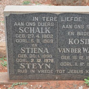 STEYN Schalk 1902-1969 &amp; Stiena 1890-1978 :: VAN DER WALT Kosie 1923-1947