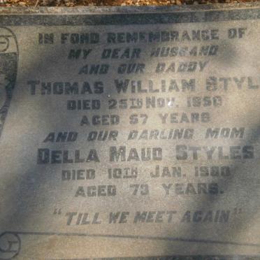 STYLES Thomas William -1950 &amp; Della Maud -1980