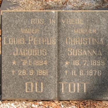 TOIT Louis Petrus Jacobus, du 1894-1961 &amp; Christina Susanna 1899-1976