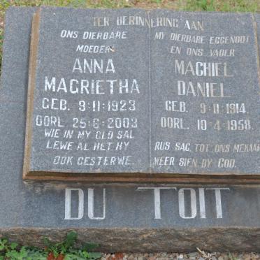 TOIT Machiel Daniel, du 1914-1958 &amp; Anna Magrietha 1923-2003