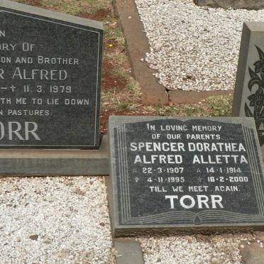 TORR Spencer Alfred 1907-1995 &amp; Dorathea Alletta 1914-2000 :: TORR Ronald Spencer 1940-1976 :: TORR Spencer Alfred 1958-1979