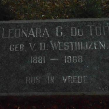 TOIT Leonara C., du nee V.D. WESTHIJZEN 1881-1968
