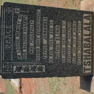 TSHABALALA Johannes -1945 &amp; Elina -1947