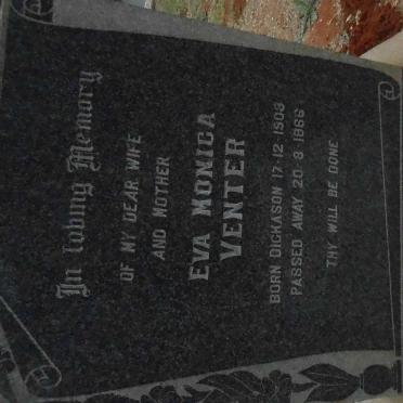 VENTER Eva Monica nee DICKASON 1903-1966