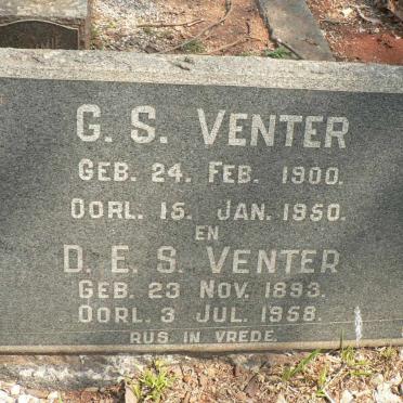 VENTER D.E.S. 1893-1958 &amp; G.S. 1900-1950