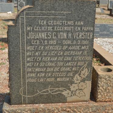 VERSTER Johannes G. Von H. 1915-1961