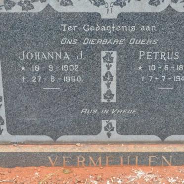 VERMEULEN Petrus H. 1883-1949 &amp; Johanna J. 1902-1960