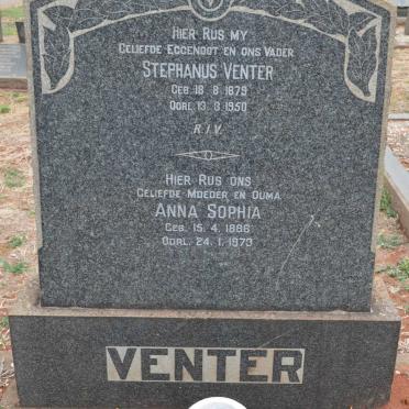 VENTER Stephanus 1879-1950 &amp; Anna Sophia 1886-1973