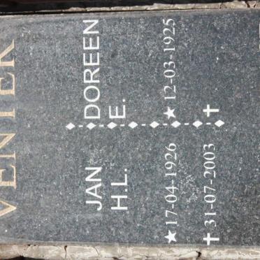 VENTER Jan H.L. 1926-2003 &amp; Doreen E. 1925-