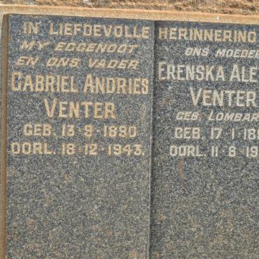 VENTER Gabriel Andries 1890-1943 &amp; Erenska Aletta LOMBARD 1891-1981