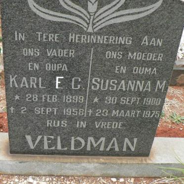 VELDMAN Karl E.C. 1899-1958 &amp; Susanna M. 1900-1975