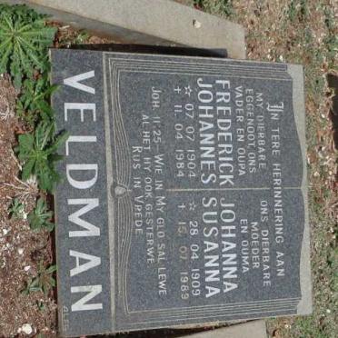 VELDMAN Frederick Johannes 1904-1984 &amp; Johanna Susanna 1909-1989