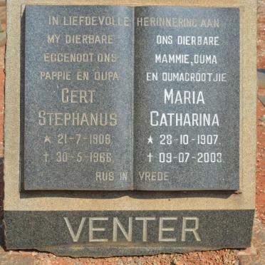 VENTER Gert Stephanus 1908-1966 &amp; Maria Catharina 1907-2003