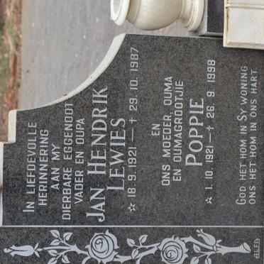 VENTER Jan Hendrik Lewies 1921-1987 &amp; Poppie 1921-1998