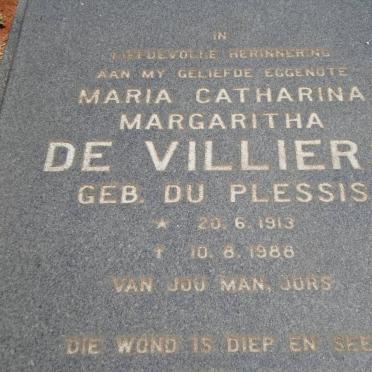 VILLIERS Maria Catharina Margaritha, de nee DU PLESSIS 1913-1988