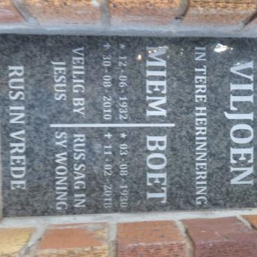 VILJOEN Boet 1930-2018 &amp; Miem 1932-2010