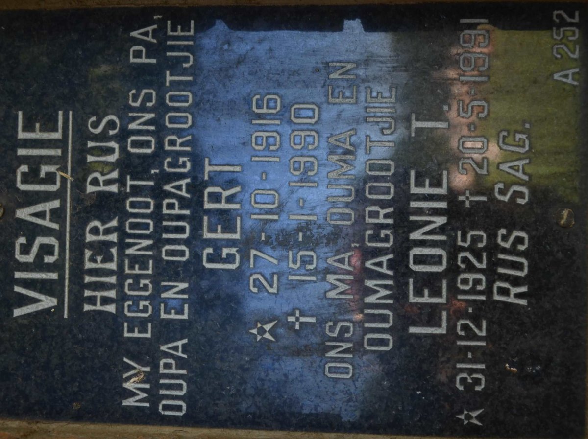 VISAGIE Gert 1916-1990 &amp; Leonie T. 1925-1991